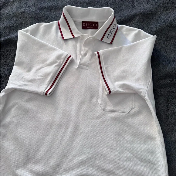 Gucci White Polo with Red Accents NWOT